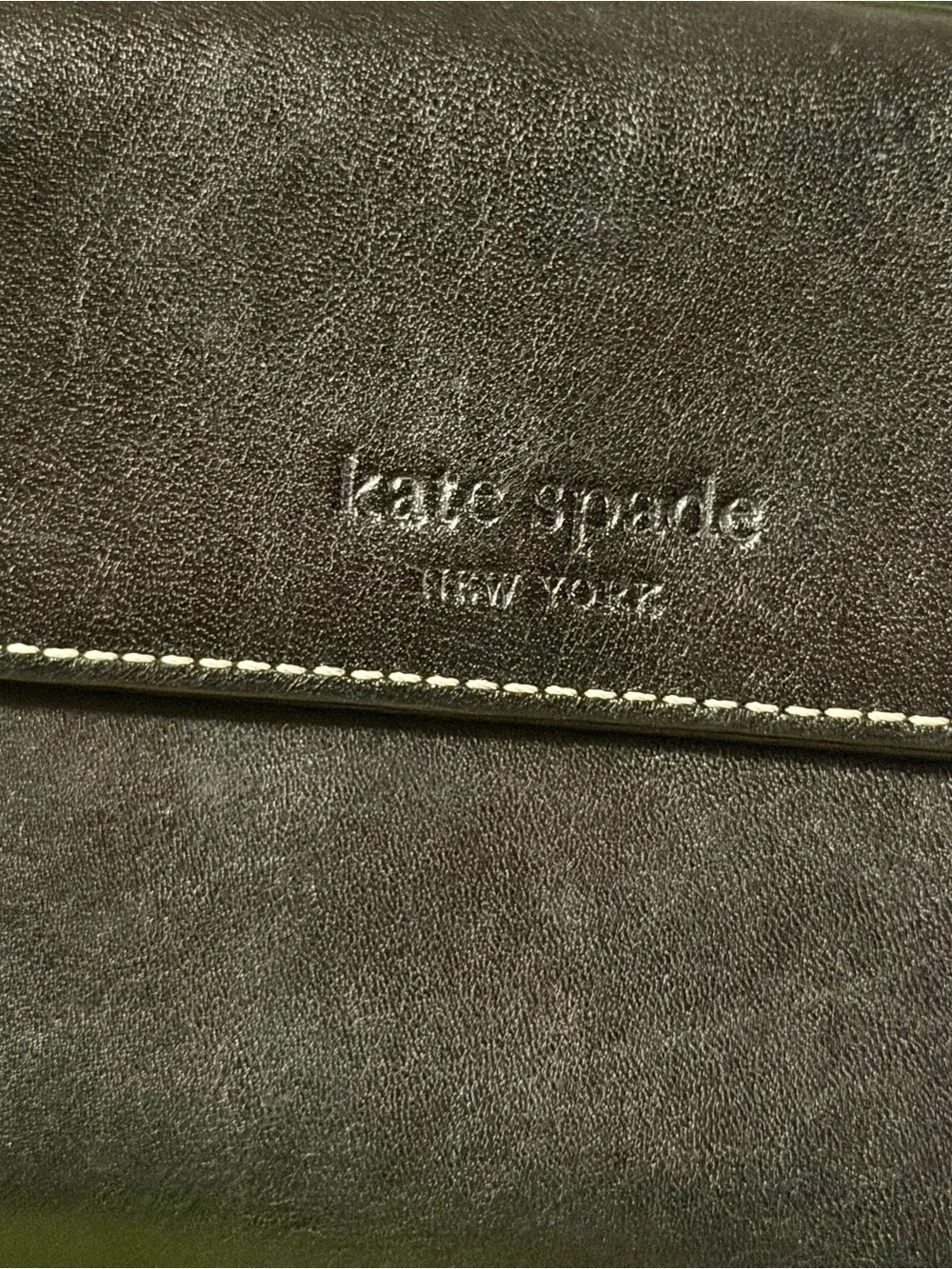 Vintage Kate Spade Black Leather Bifold Wallet ID Window